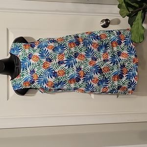 Tabitha Webb Pineapple Tropical Hawaiian Shift Sleeveless Dress